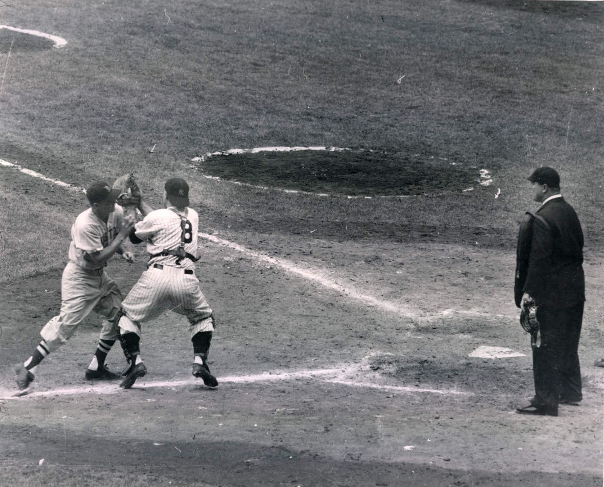 Collision At Home Plate - Red Sox Billy Klaus Crashes Into Yogi Berra 1955