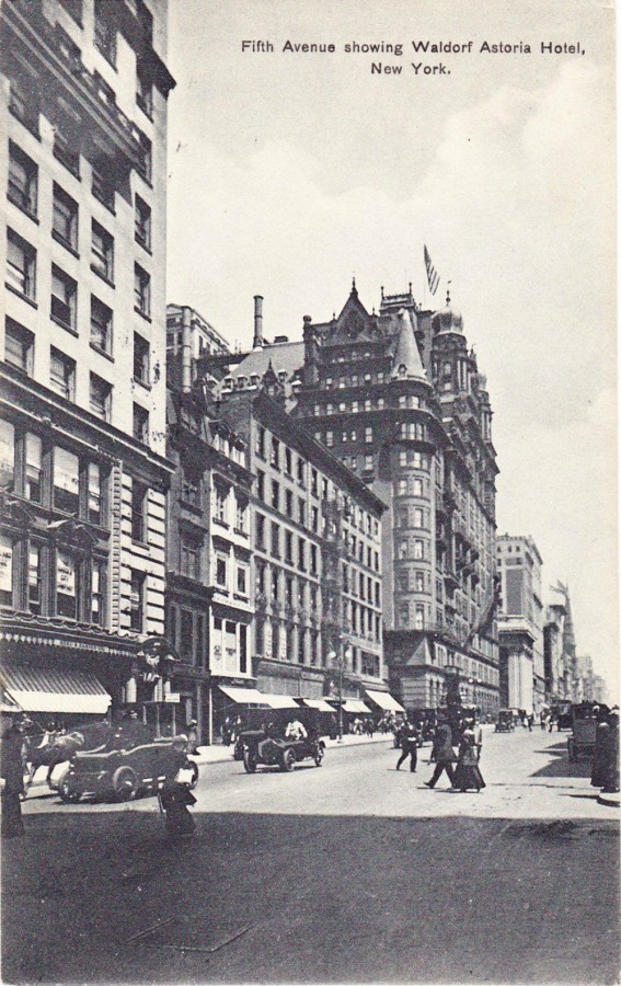 postcard Fifth Ave from 32nd St Waldorf Astoria