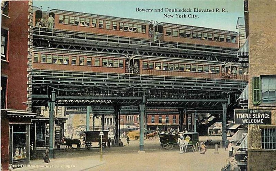 The double deck elevated at the Bowery.