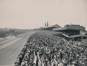 Churchill Downs is packed awaiting the 75th running of the Kentucky Derby. Here the fans watch the running of the 2nd race, in a prelude to the big race. May 7, 1949 photo: Associated Press