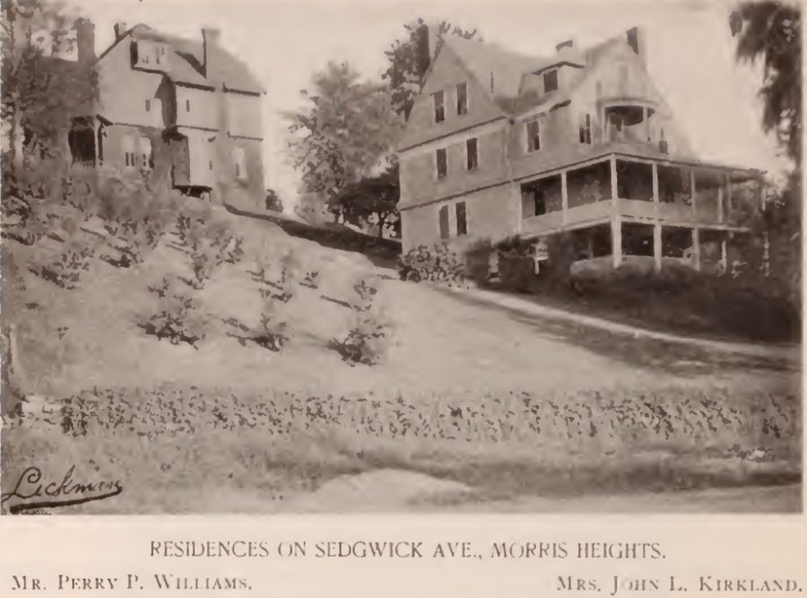 Perry Williams and Mrs. John Kirkland residences Sedgwick Avenue Morris Heights Bronx 1897