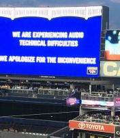 9 14 17 Yankee Stadium audio difficulties sign