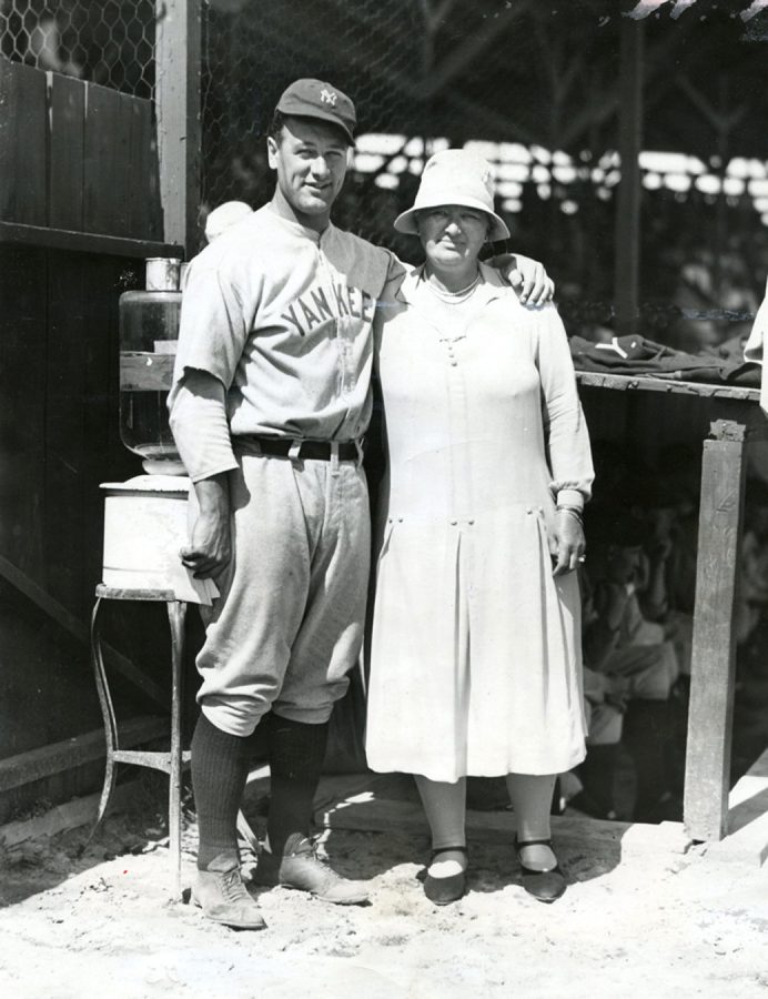 Lou Gehrig wit his mother at St. Petersburg Florida on March 22, 1930 at Yankees spring training