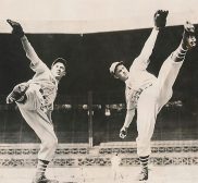 Giants star pitcher Carl Hubbell with brother John Hubbell at spring training 1937 photo International News