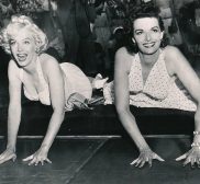 MArilyn Monroe & Jane Russell leaving their prints at Grauman's Chinese Theatre June 26, 1953