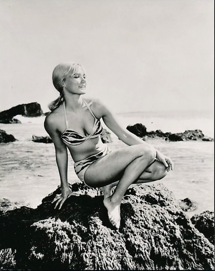 Yvette Mimieux in bikini at beach