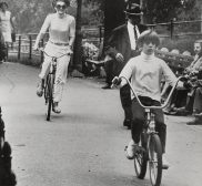 Jackie Kennedy Onassis and John Jr ride bikes Central Park Sept 25 1969 photo Ron Galella AP WIrephoto