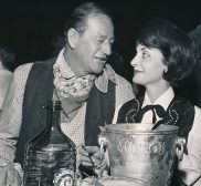 Classic Hollywood #131 - John Wayne & Wife Pilar Pallete John Wayne wife Pilar Pallete 1961 photo hollywood Press Syndicate