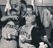 October 13, 1960 Pirates Celebrate Beating Yankees In The World Series Pirates October 13 1960 World Series celebration Clem Labine coach Frank Oceak